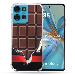Coque Renforcée Pour Motorola G75 5G Texture Trompe Oeil Chocolat