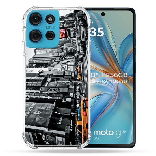 Coque Renforcée Pour Motorola G75 5G Voyage Amerique USA New York Taxi