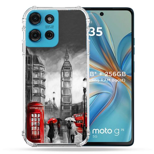 Coque Renforcée Pour Motorola G75 5G Voyage Angleterre Londres Vintage