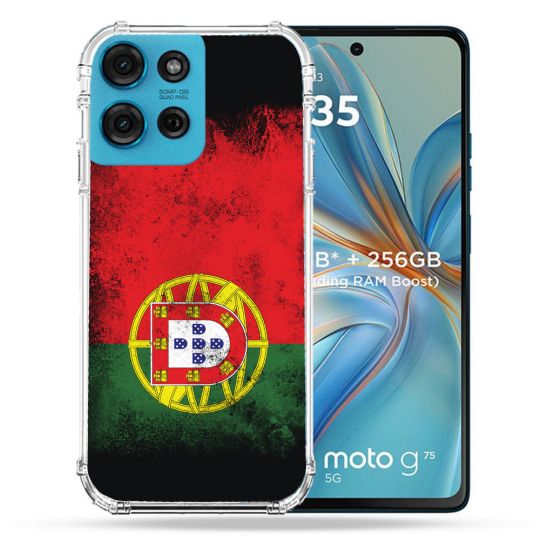 Coque Renforcée Pour Motorola G75 5G Voyage Portugal Drapeau