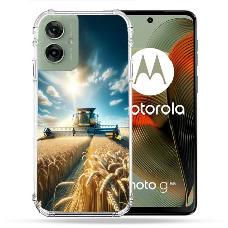 Coque Renforcée Pour Motorola G55 5G Agriculture Moissonneuse Blé