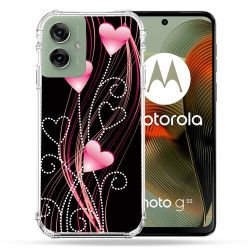 Coque Renforcée Pour Motorola G55 5G Amour Coeur Rose Montant sur Noir