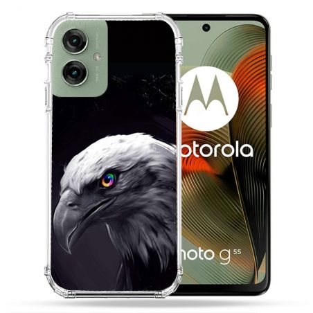 Coque Renforcée Pour Motorola G55 5G Animal Aigle Royal Noir