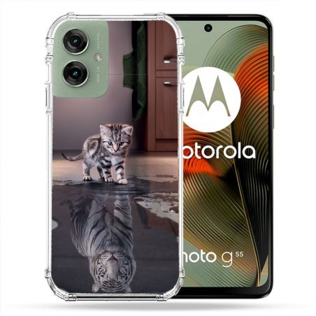 Coque Renforcée Pour Motorola G55 5G Animal Chat Reflet