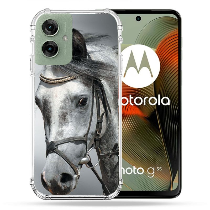 Coque Renforcée Pour Motorola G55 5G Animal Cheval Blanc