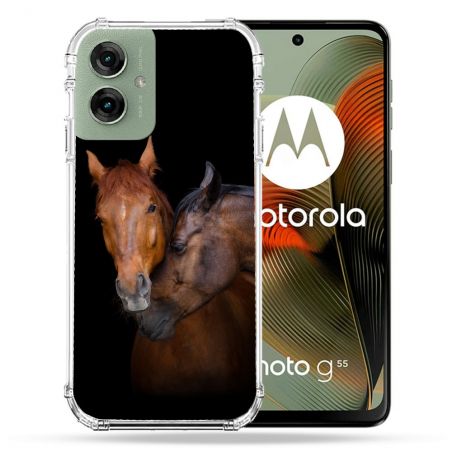 Coque Renforcée Pour Motorola G55 5G Animal Cheval Marron