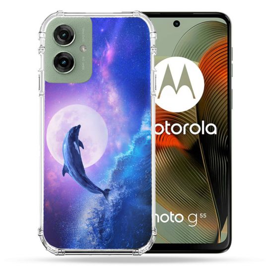 Coque Renforcée Pour Motorola G55 5G Animal Dauphin Vague