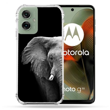 Coque Renforcée Pour Motorola G55 5G Animal Elephant Noir
