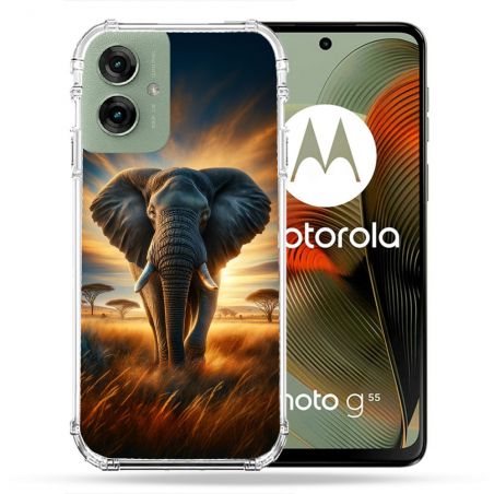 Coque Renforcée Pour Motorola G55 5G Animal Elephant Savane