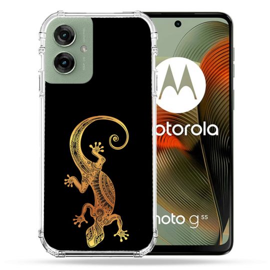 Coque Renforcée Pour Motorola G55 5G Animal Lezard Noir