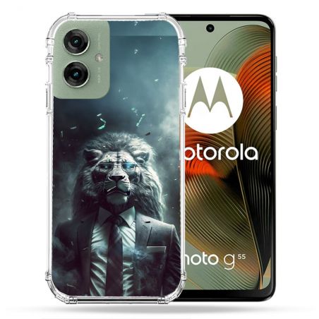 Coque Renforcée Pour Motorola G55 5G Animal Lion Business