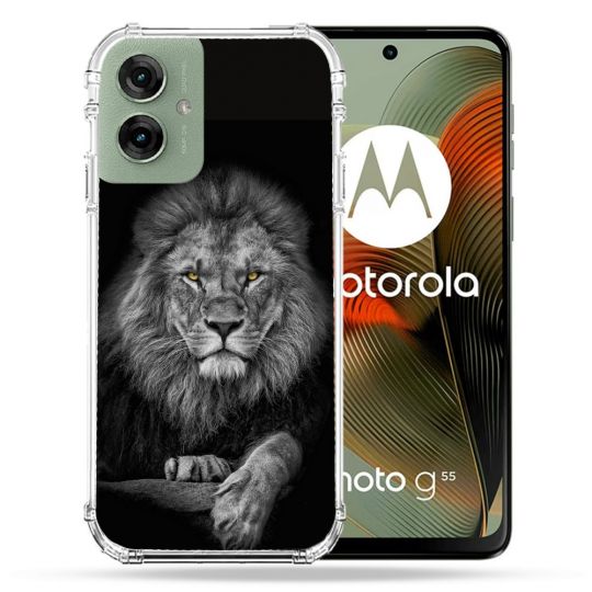 Coque Renforcée Pour Motorola G55 5G Animal Lion Majestueux
