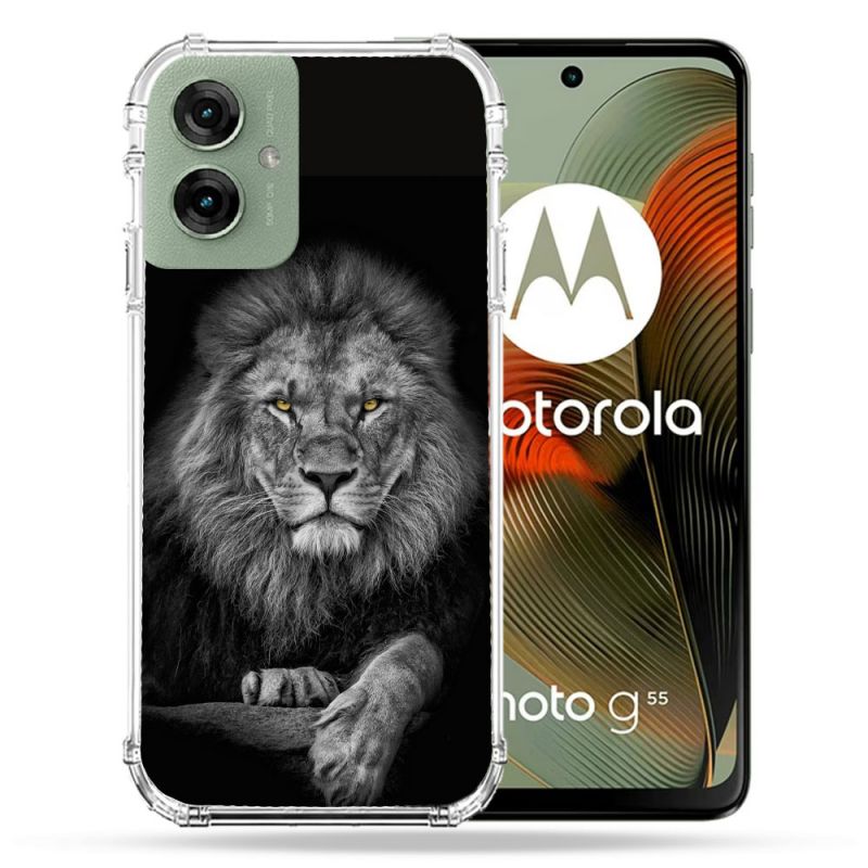 Coque Renforcée Pour Motorola G55 5G Animal Lion Majestueux