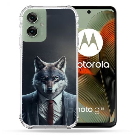 Coque Renforcée Pour Motorola G55 5G Animal Loup Business