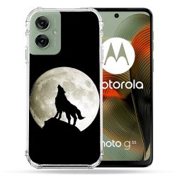 Coque Renforcée Pour Motorola G55 5G Animal Loup Noir