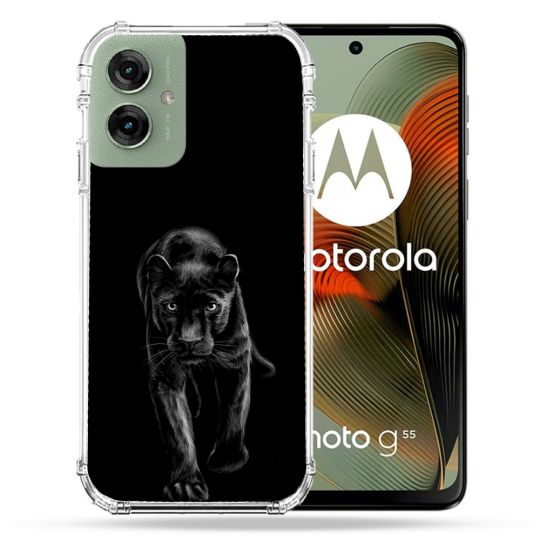 Coque Renforcée Pour Motorola G55 5G Animal Panthère Noire
