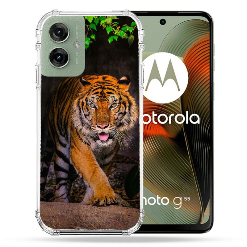 Coque Renforcée Pour Motorola G55 5G Animal Tigre Jungle
