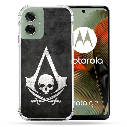Coque Renforcée Pour Motorola G55 5G Assassin Creed Tete Mort