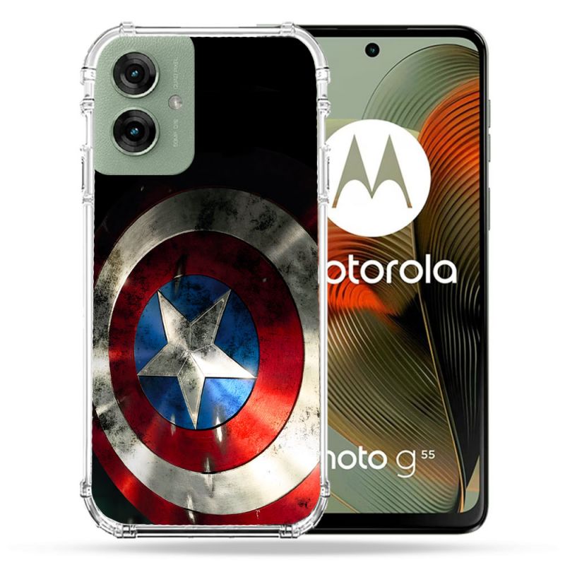 Coque Renforcée Pour Motorola G55 5G Captain America Bouclier