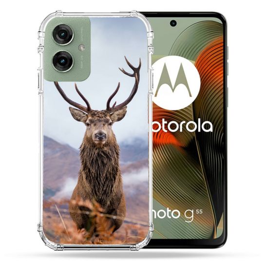 Coque Renforcée Pour Motorola G55 5G Chasse Chevreuil Montagne