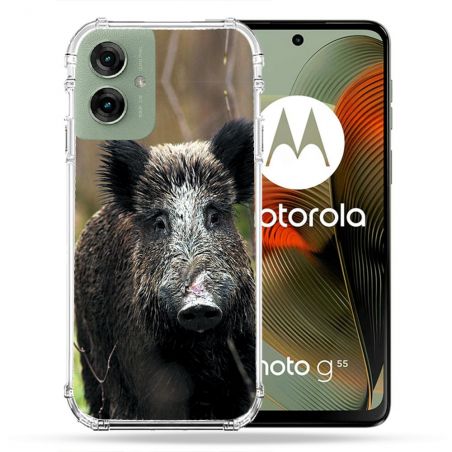 Coque Renforcée Pour Motorola G55 5G Chasse Sanglier bois