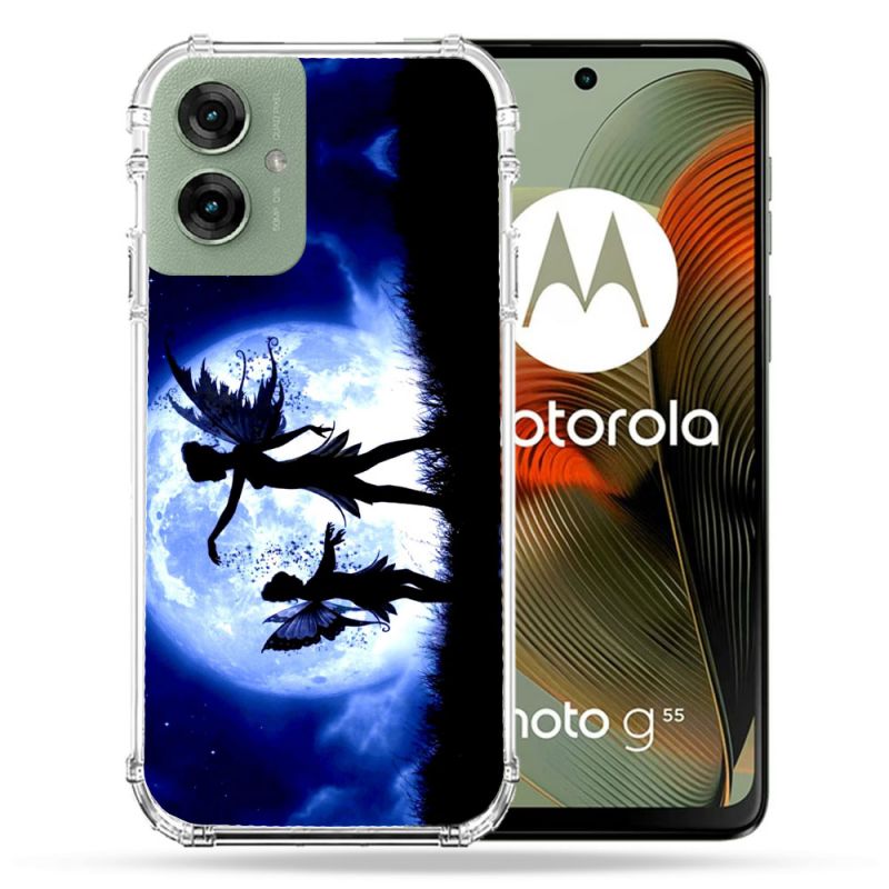 Coque Renforcée Pour Motorola G55 5G Fantastique Fee Lune