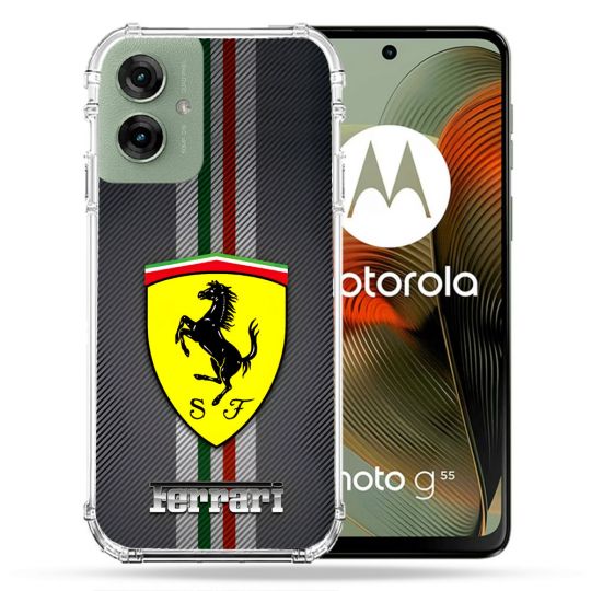 Coque Renforcée Pour Motorola G55 5G Ferrari Carbone
