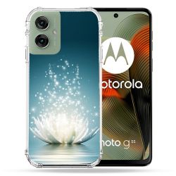 Coque Renforcée Pour Motorola G55 5G Fleur Lotus Blanc