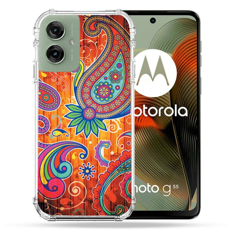 Coque Renforcée Pour Motorola G55 5G Fleur Psychedelic