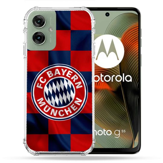 Coque Renforcée Pour Motorola G55 5G Foot Bayern Munich Carreaux