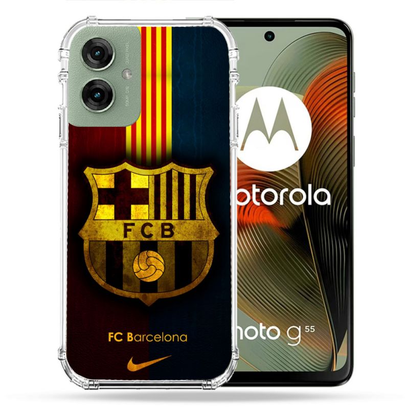 Coque Renforcée Pour Motorola G55 5G Foot FC Barcelone Vintage