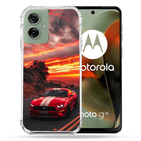 Coque Renforcée Pour Motorola G55 5G Ford Mustang GT500 Rouge