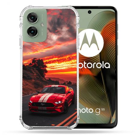 Coque Renforcée Pour Motorola G55 5G Ford Mustang GT500 Rouge