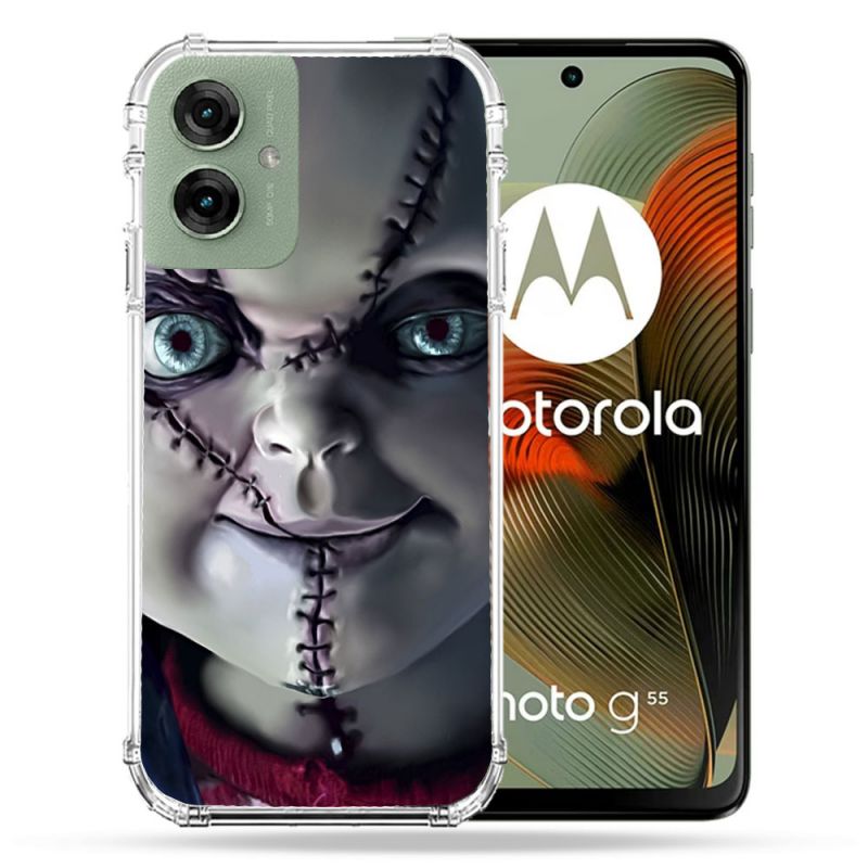 Coque Renforcée Pour Motorola G55 5G Horreur Chucky Cicatrice