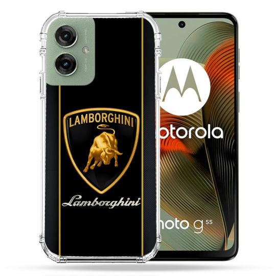 Coque Renforcée Pour Motorola G55 5G Lamborghini Carbone