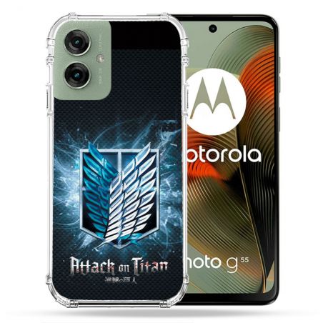Coque Renforcée Pour Motorola G55 5G Manga Attaque Titans Noir