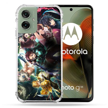 Coque Renforcée Pour Motorola G55 5G Manga Demon Slayer Groupe