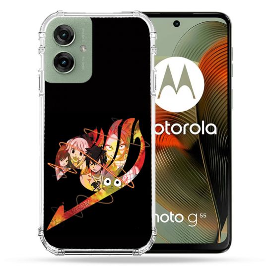 Coque Renforcée Pour Motorola G55 5G Manga Fairy Tail Logo Noir