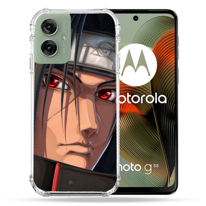 Coque Renforcée Pour Motorola G55 5G Manga Naruto Itachi Visage