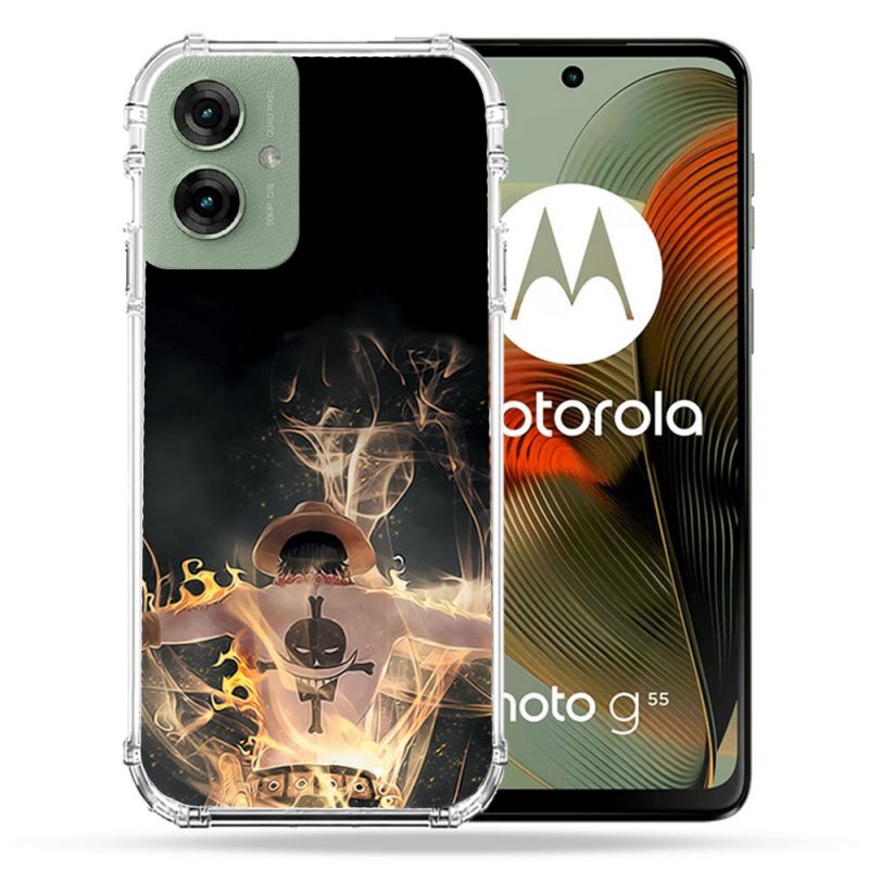 Coque Renforcée Pour Motorola G55 5G Manga One Piece Ace Noir