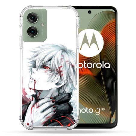 Coque Renforcée Pour Motorola G55 5G Manga Tokyo Ghoul Kaneki Blanc