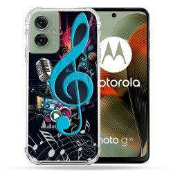 Coque Renforcée Pour Motorola G55 5G Musique Cle Sol Bleu