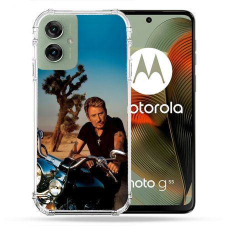 Coque Renforcée Pour Motorola G55 5G Musique Johnny Hallyday Moto