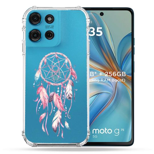Coque Renforcée Transparente Pour Motorola G75 5G Attrape Reve Rose