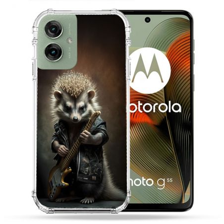 Coque Renforcée Pour Motorola G55 5G Musique Rock Herisson