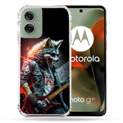 Coque Renforcée Pour Motorola G55 5G Musique Rock Loup