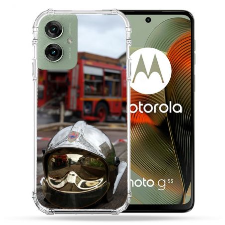 Coque Renforcée Pour Motorola G55 5G Pompier Casque Camion