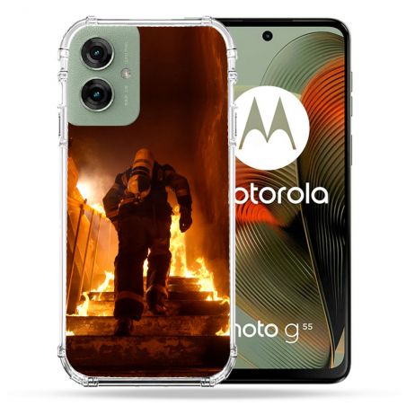 Coque Renforcée Pour Motorola G55 5G Pompier Escalier