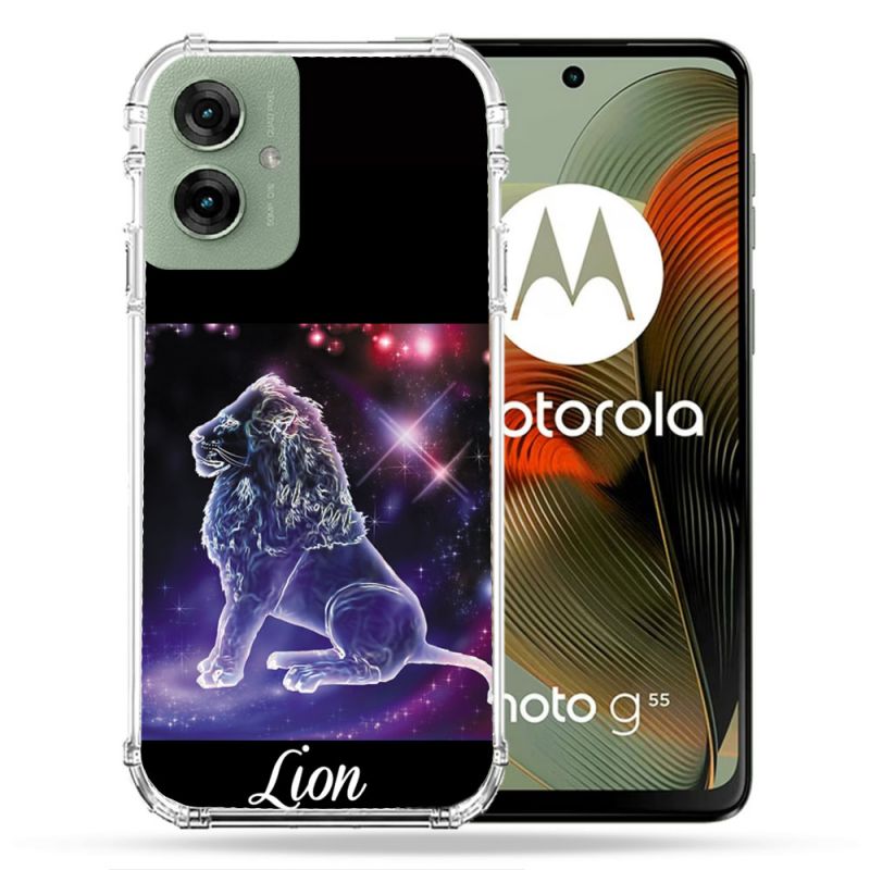 Coque Renforcée Pour Motorola G55 5G Signe Zodiaque 2 Lion