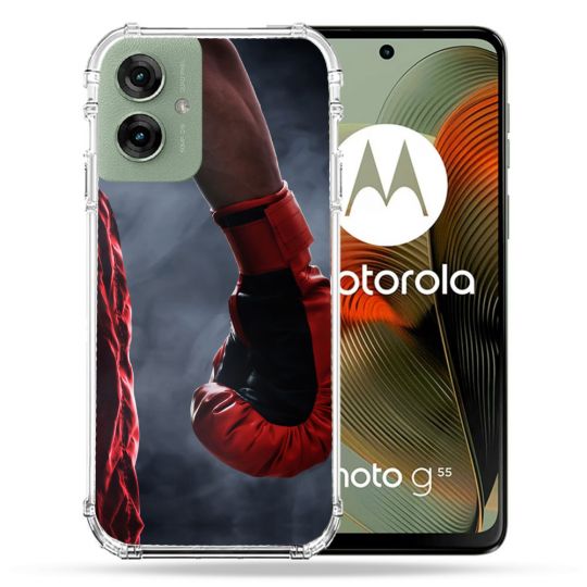 Coque Renforcée Pour Motorola G55 5G Sport Boxe Gant Rouge